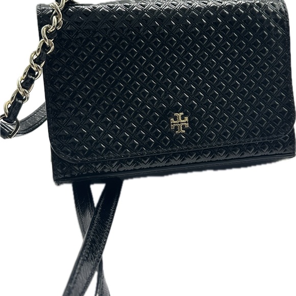Tory Burch Black Small Quilted Women\'s Bag Long Strap Black with gold chain main image 3